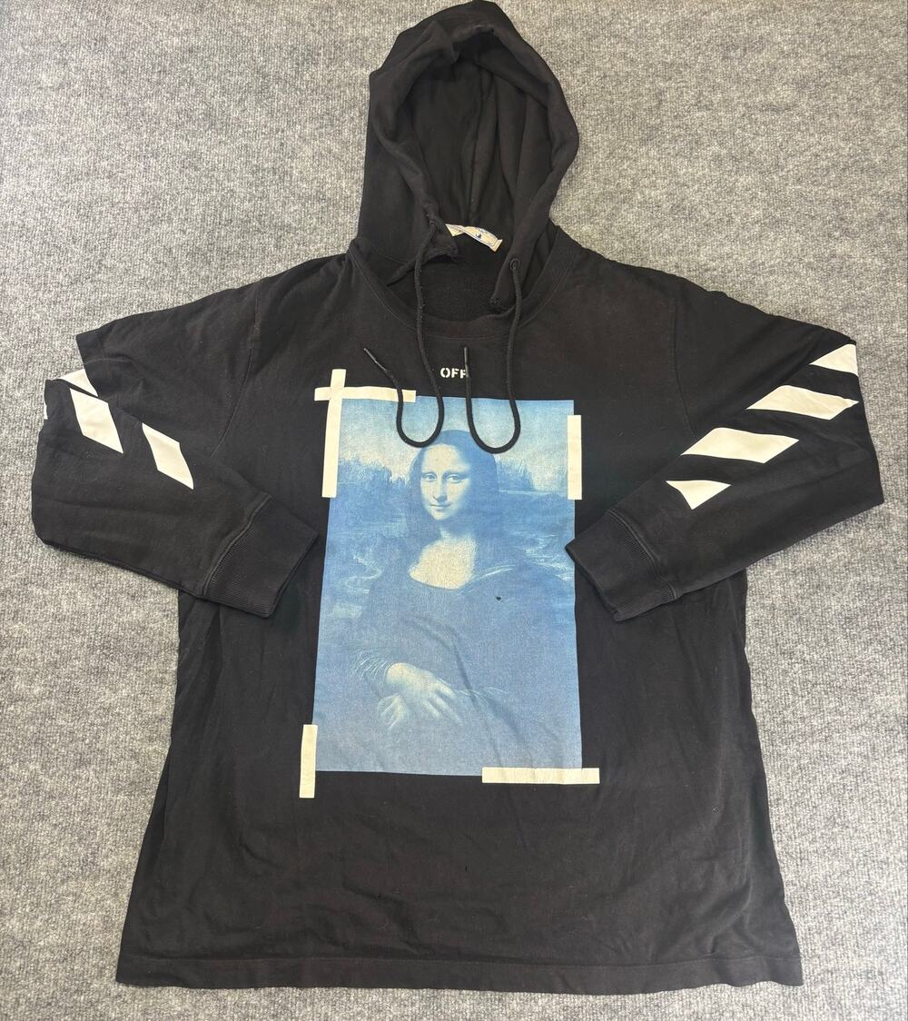 Off-White Mona Lisa Arrow Hoodie Black Men’s Size M Authentic Streetwear